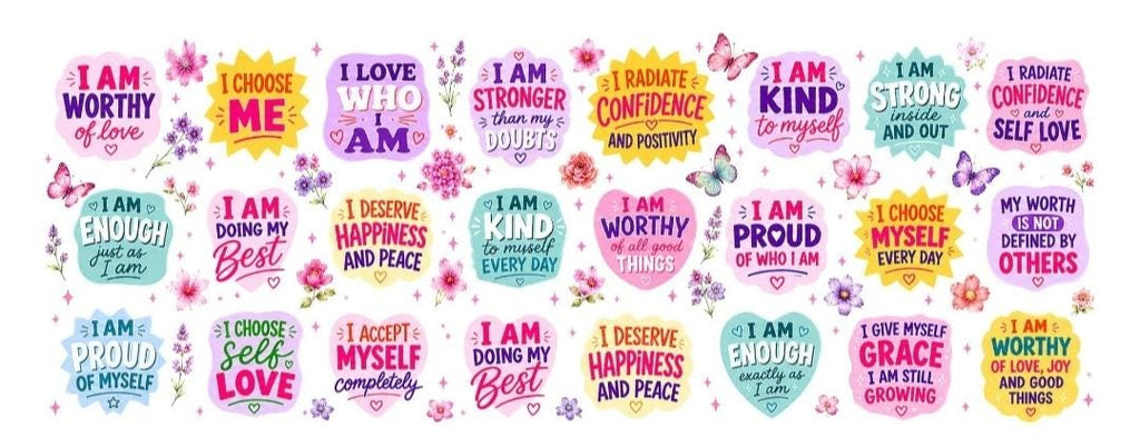 Positive affirmation mug, self love gift, motivational coffee cup, mental wellness mug, colourful inspirational mug 11oz