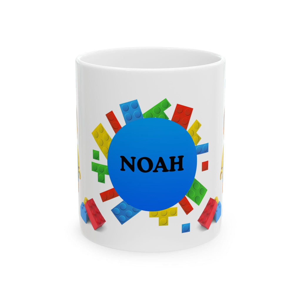 Lego themed personalised mug, 11oz, building blocks, colourful, him.