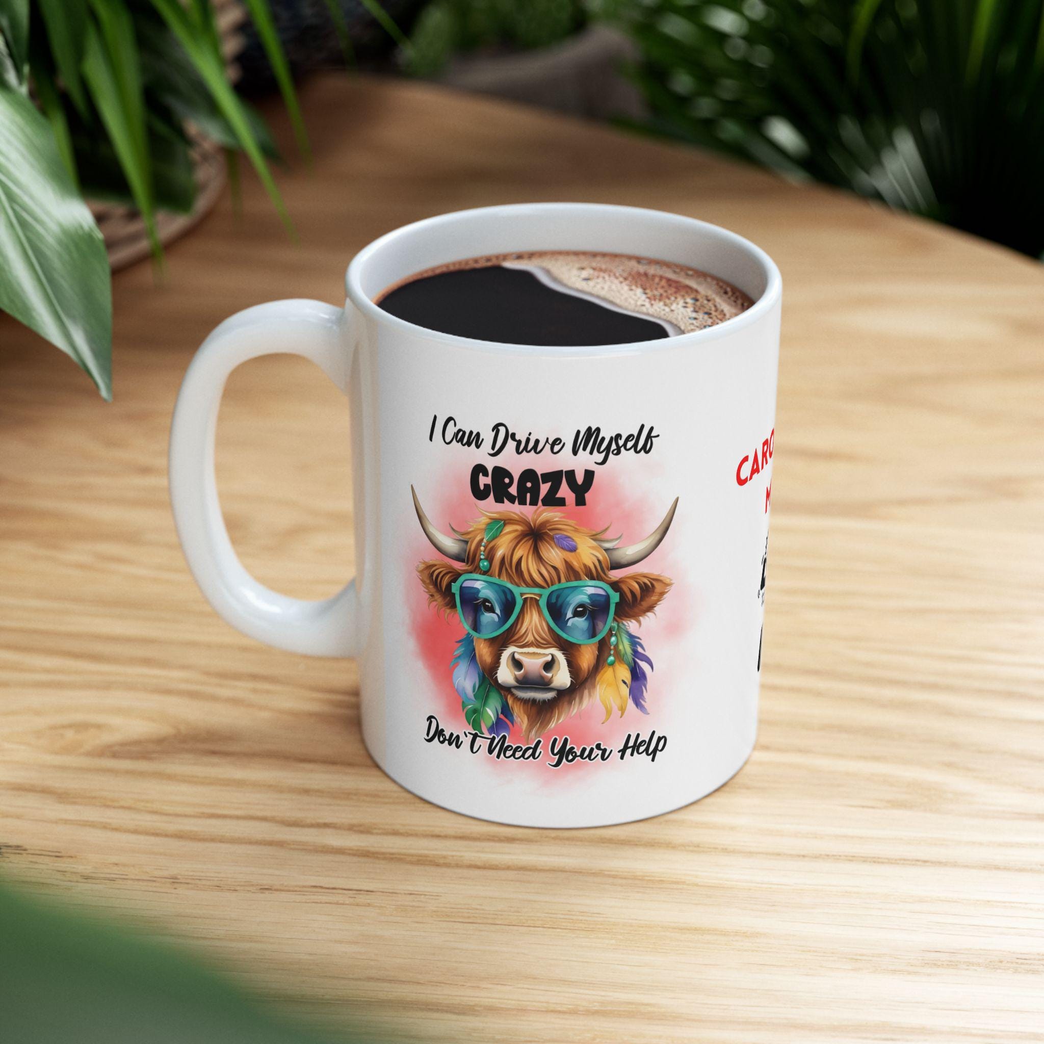 Personalised Highland Cow Mug, Sarcastic Gift