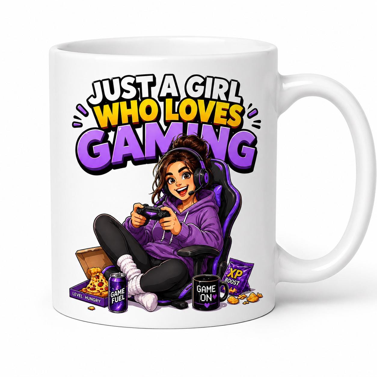 Personalised Just A Girl Who Loves Gaming Mug, Gamer Gift for Her, 11oz Ceramic Cup