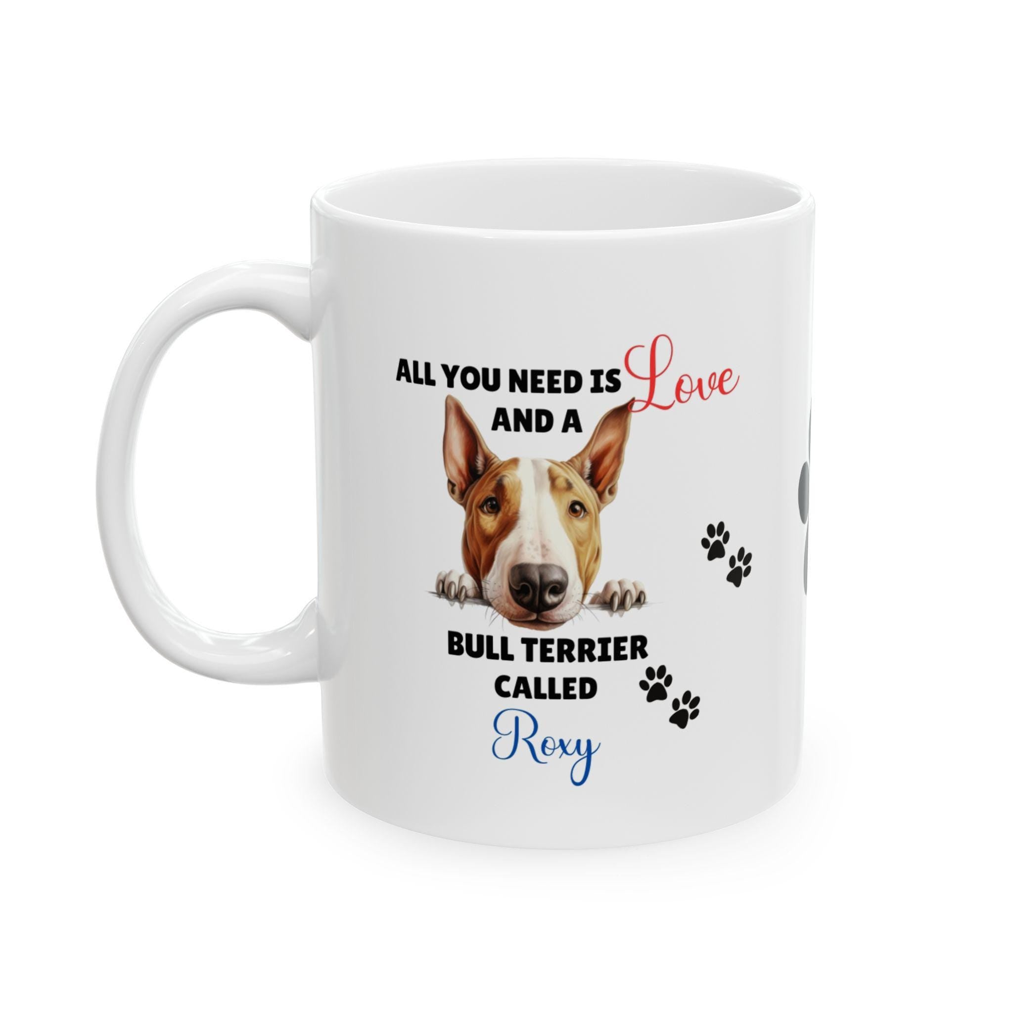 Personalised Bull Terrier Mug: Dog Lover Gift, 11oz Ceramic Coffee Cup Drinkware