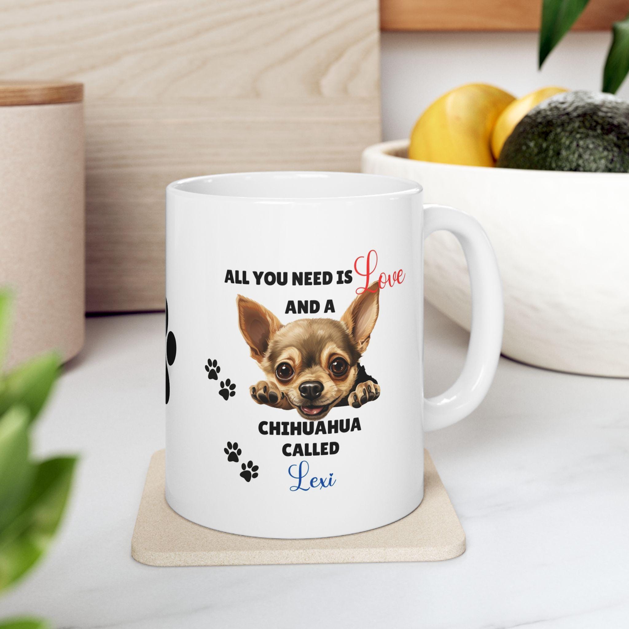 Personalised Chihuahua Mug: Dog Lover Gift, 11oz Ceramic Coffee Cup Drinkware