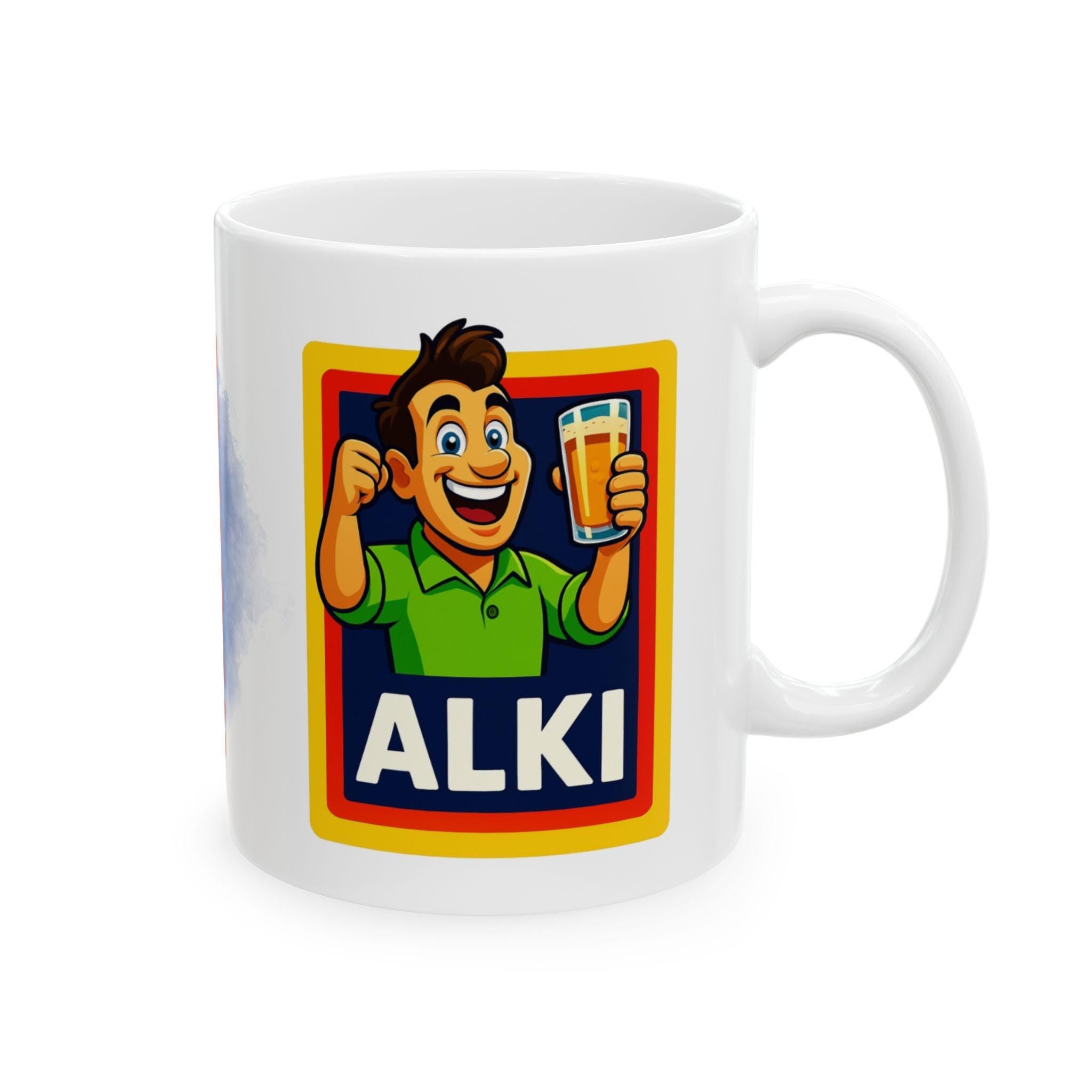 Personalised Alki Alcohol Alcoholic Mug, Funny, Him, Mr, Secret Santa, 11oz Ceramic cup