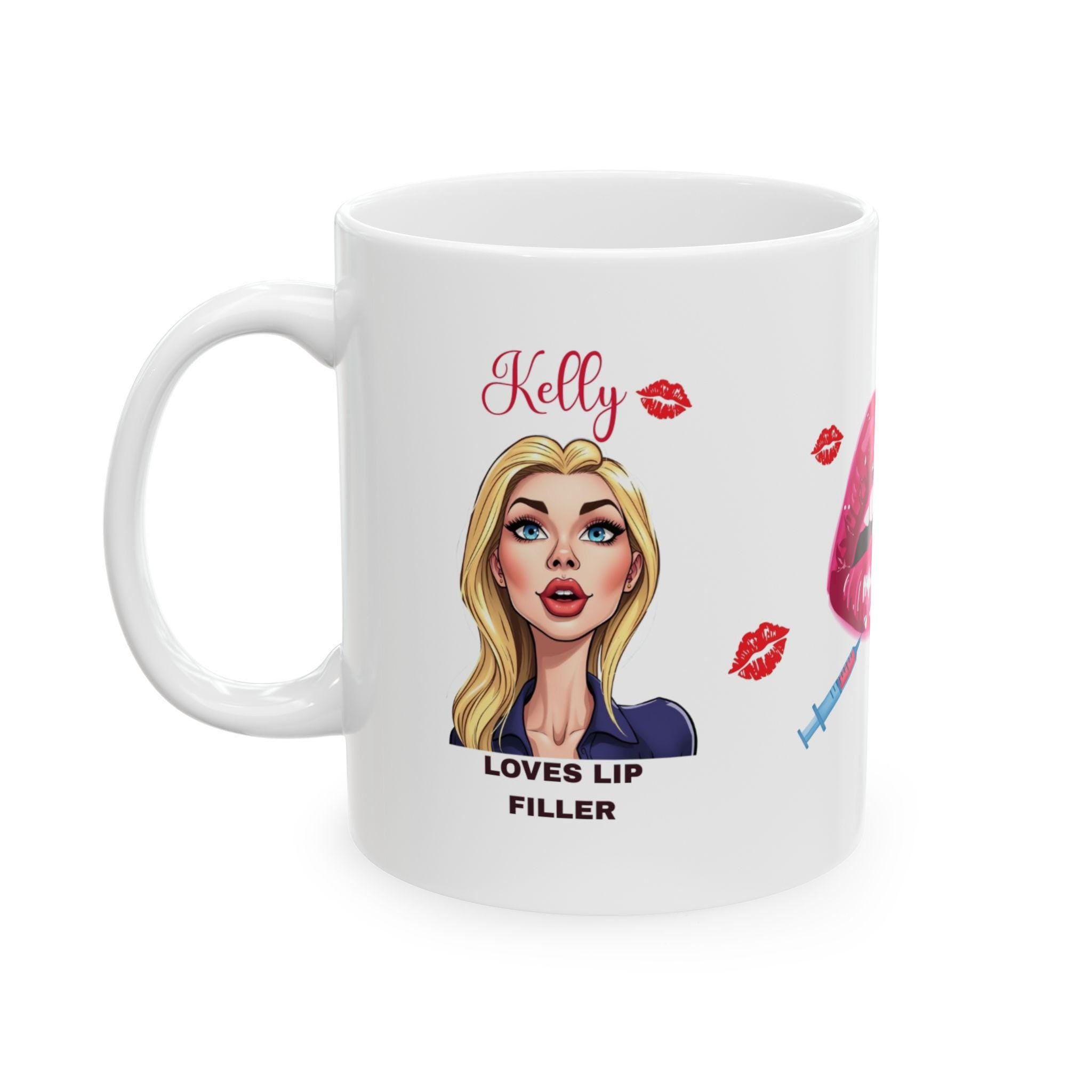 Personalised Loves Lip Filler Mug, Cosmetic Gift
