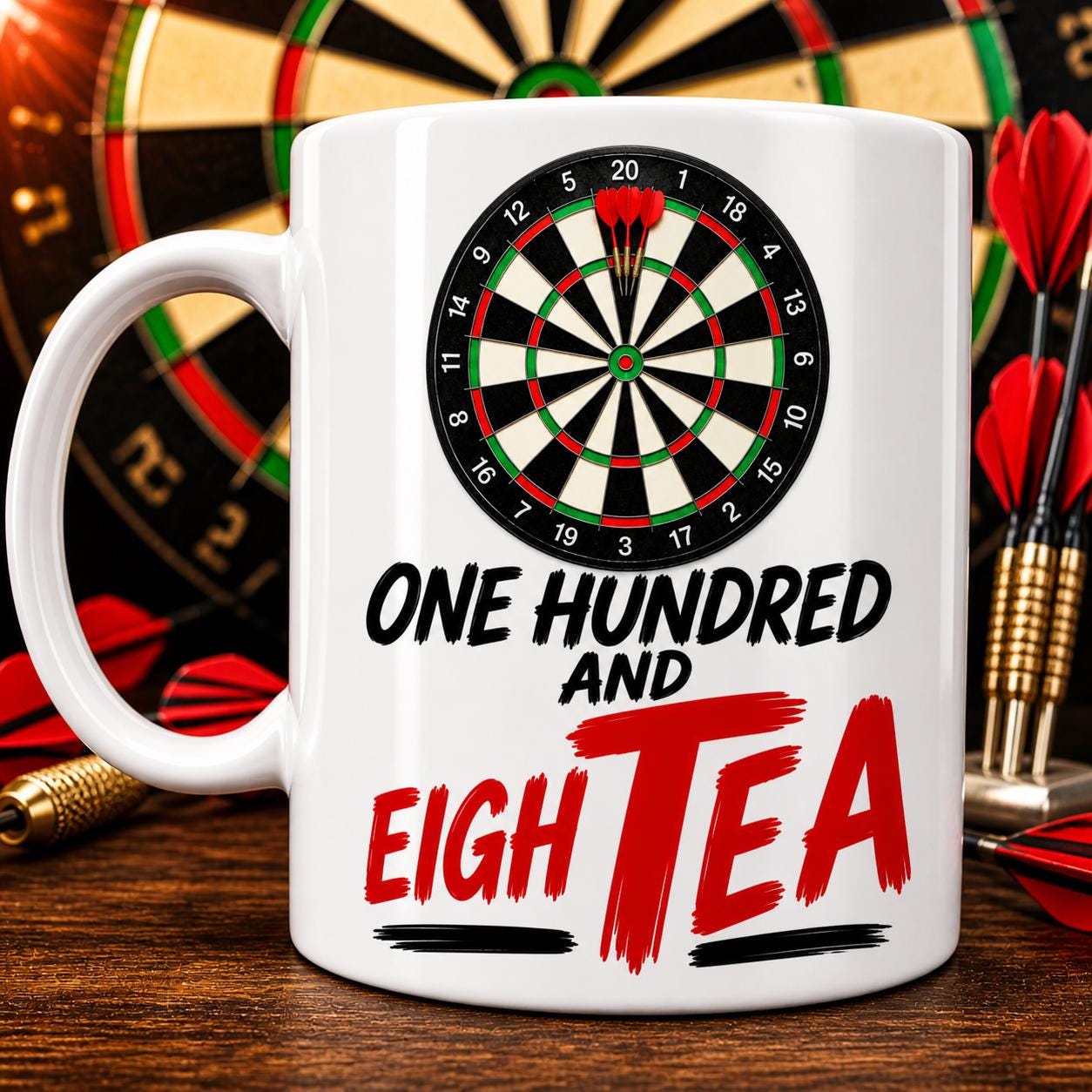 Funny Darts mug, one hundred and eigh TEA, personalised, fun mug, 11oz Ceramic