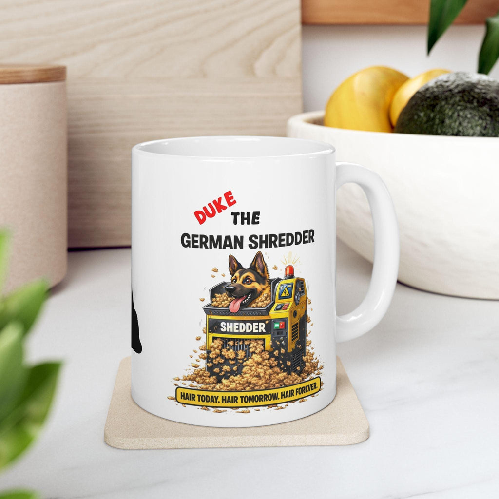 Personalised Funny German Shepherd Shredder Dog Joke Shred Hair 11oz Ceramic Cup