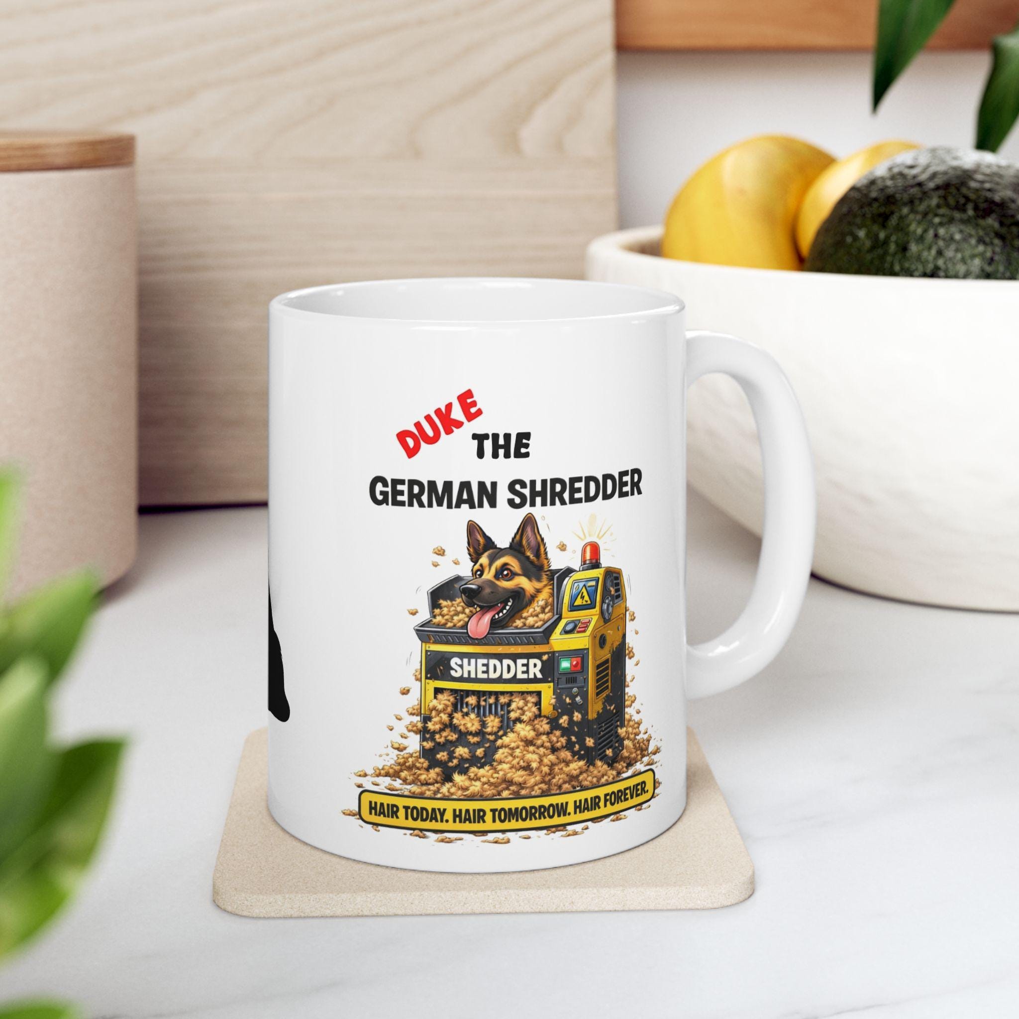 Personalised Funny German Shepherd Shredder Dog Joke Shred Hair 11oz Ceramic Cup