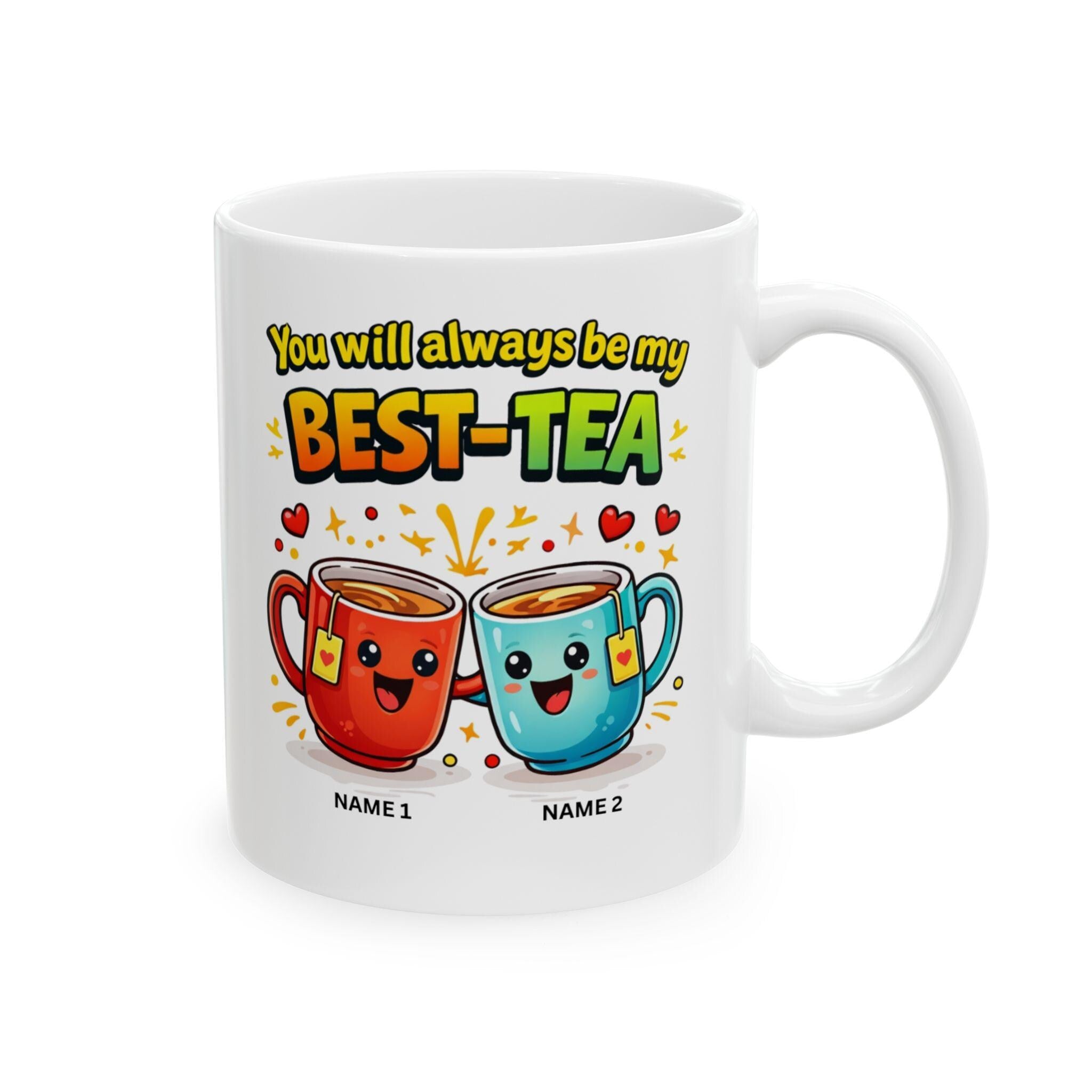 Personalised Bestie Tea Mug: Funny Friendship Gift, Ceramic Coffee Cup, Best Friends, 11oz