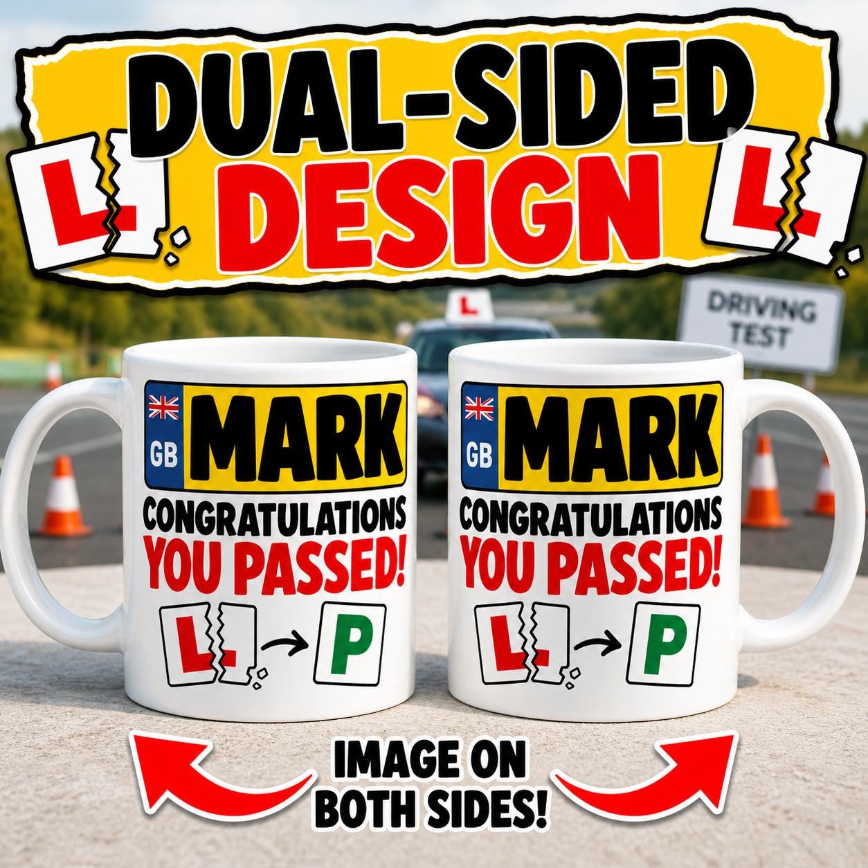 Personalised Driving Test Passed Mug, Custom Name Number Plate Mug, Congratulations You Passed Gift, New Driver Gift, Driving Test Pass 11oz