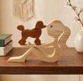 Woman and poodle dog, Wooden sculpture, Hand made, Gift, unique, Craftmanship, Animal.