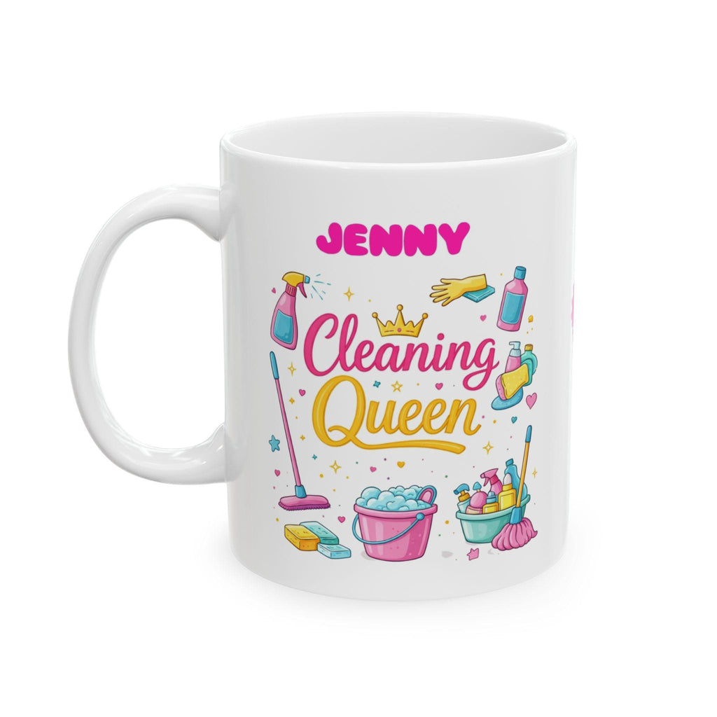 Cleaning Queen , Novelty, Gift, Work, Fun, Cup, Ceramic, Coffee, Personalised, cleaning, Cleaner