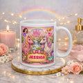 Personalised Children's Unicorn & Fairy Mug, 11oz Ceramic, Pink, Girl