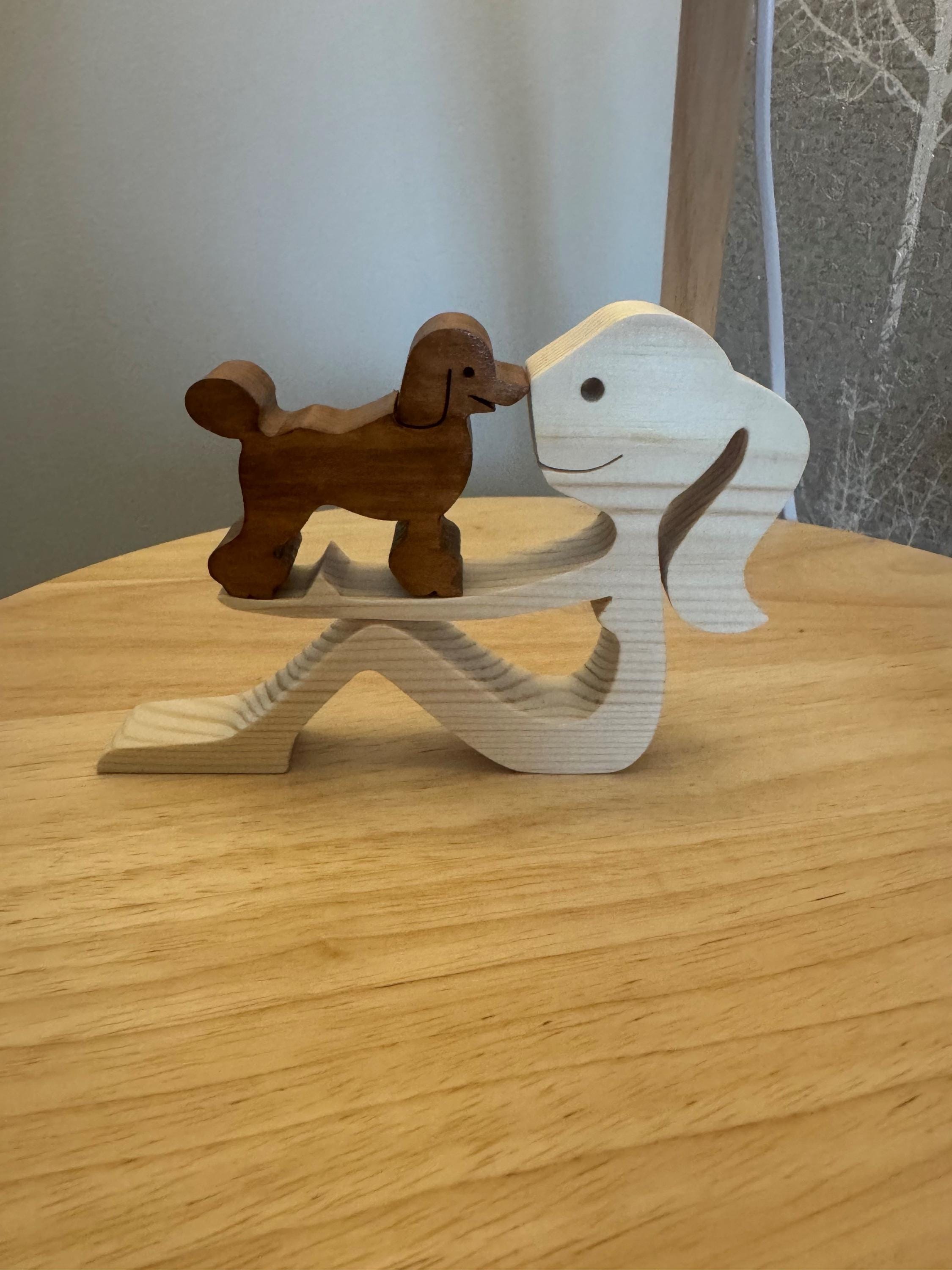Woman and poodle dog, Wooden sculpture, Hand made, Gift, unique, Craftmanship, Animal.