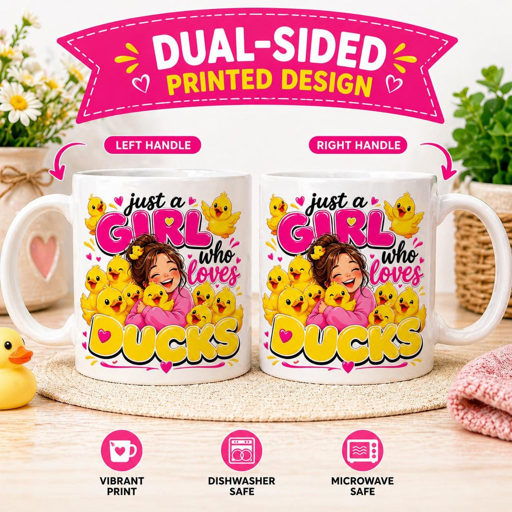 Just a girl who loves ducks, personalised, 11oz cup, funny.