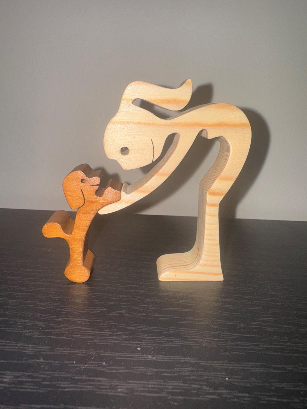 Woman and Poodle, Wooden sculpture, Hand made,  Craftmanship, Animal, Dog, Unique