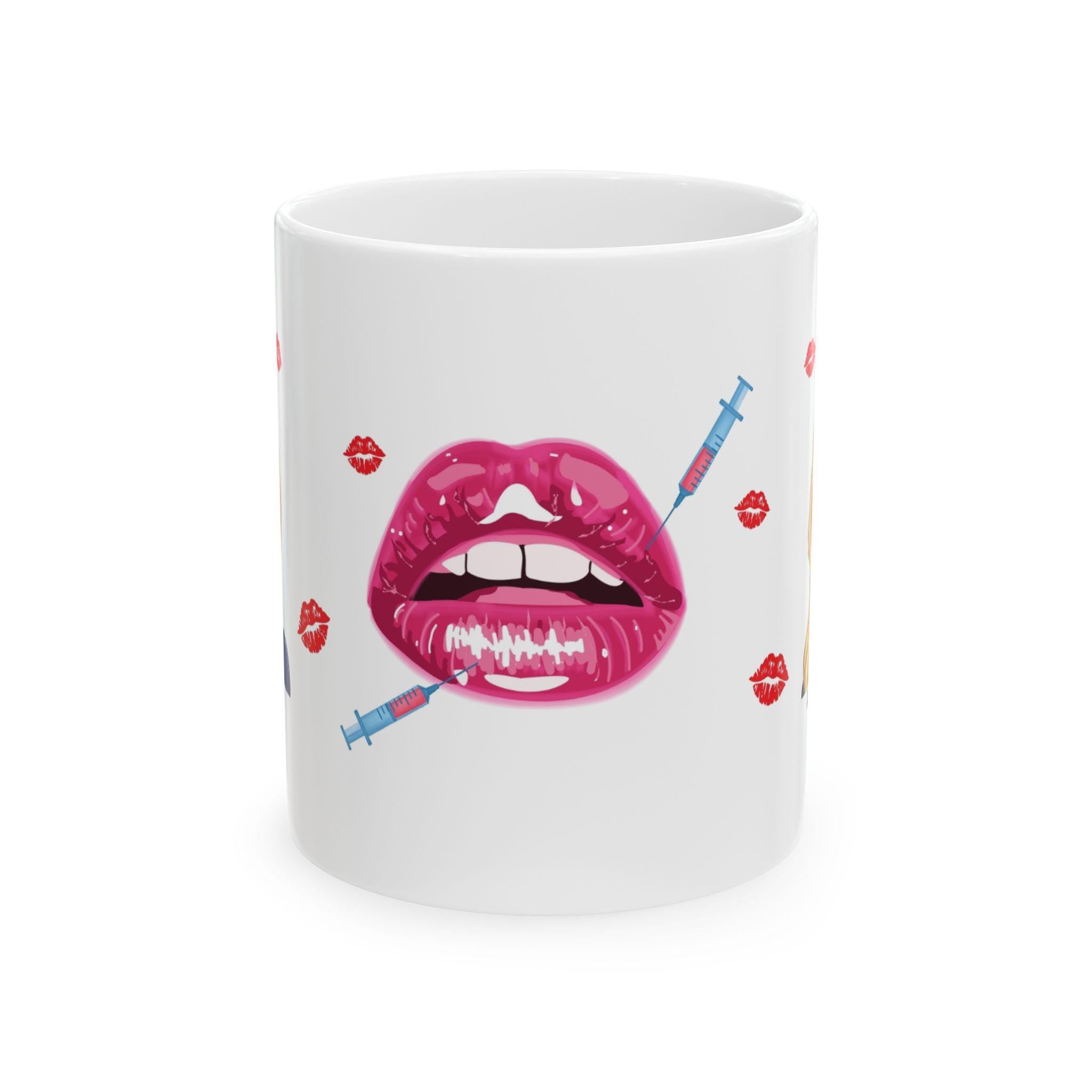 Personalised Loves Lip Filler Mug, Cosmetic Gift