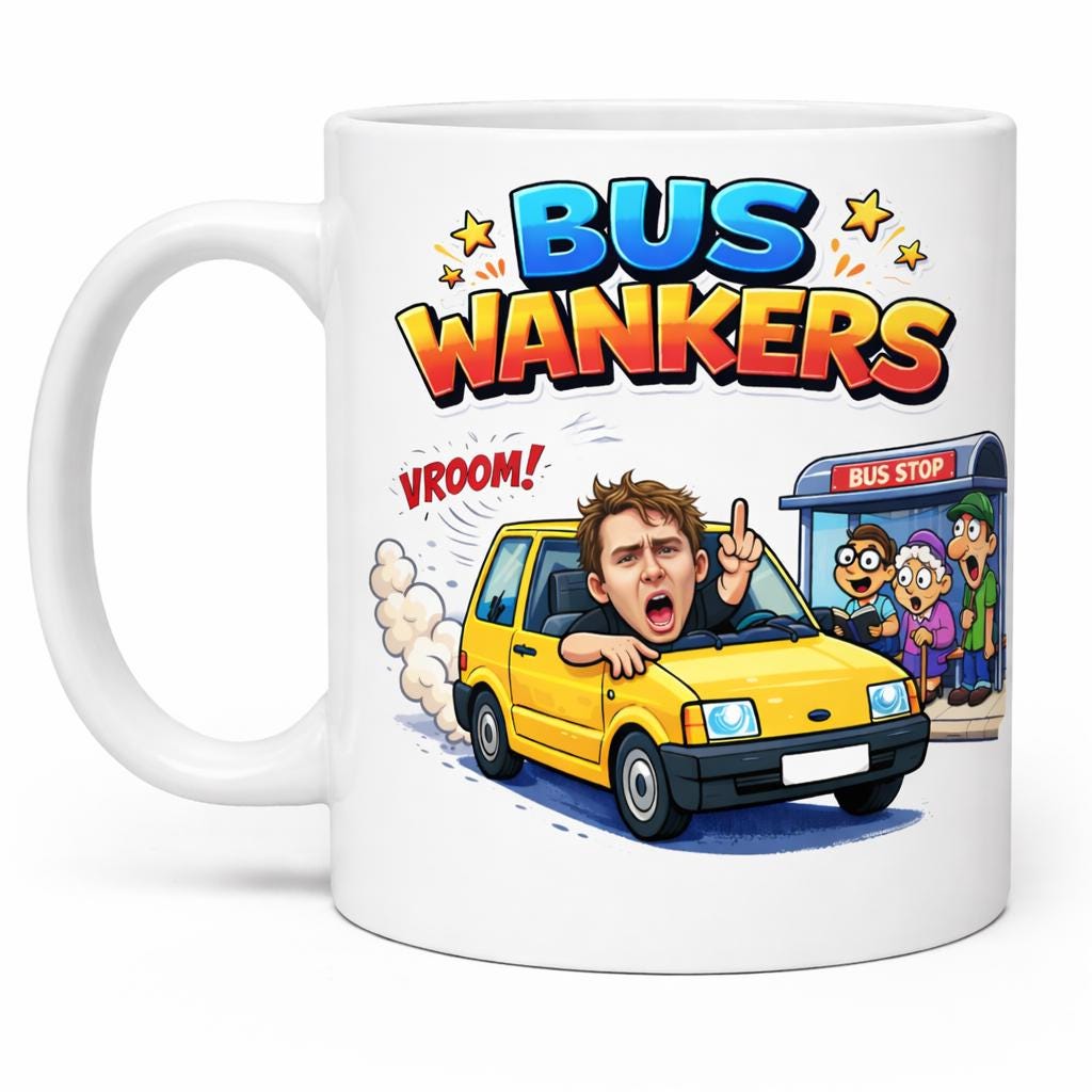 Funny Bus Wankers Mug Humour Joke 11oz Mug Ceramic