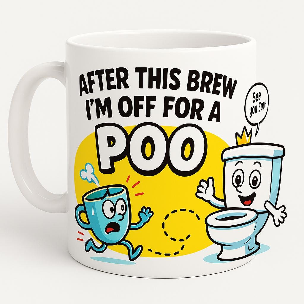 Funny Poo Mug, After This Brew I'm Off For A Poo, Coffee Toilet Joke Gift, Dad Mother Beverage Cup, 11oz