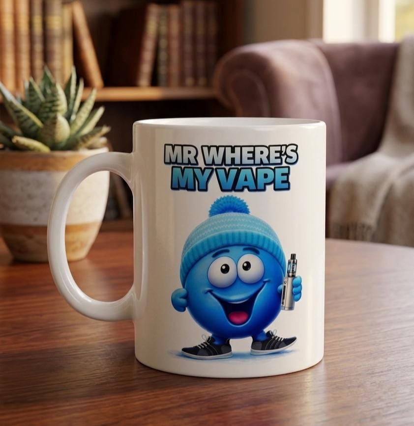 Mr wheres my vape, mug, personalised, gift, fun.
