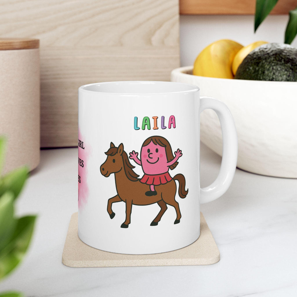 Personalised Horse Lover Mug, Girl Riding Horse Illustration