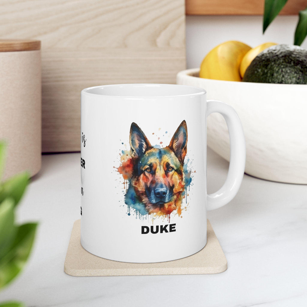 Personalised German Shepherd Mug: Watercolor Dog Lover Gift