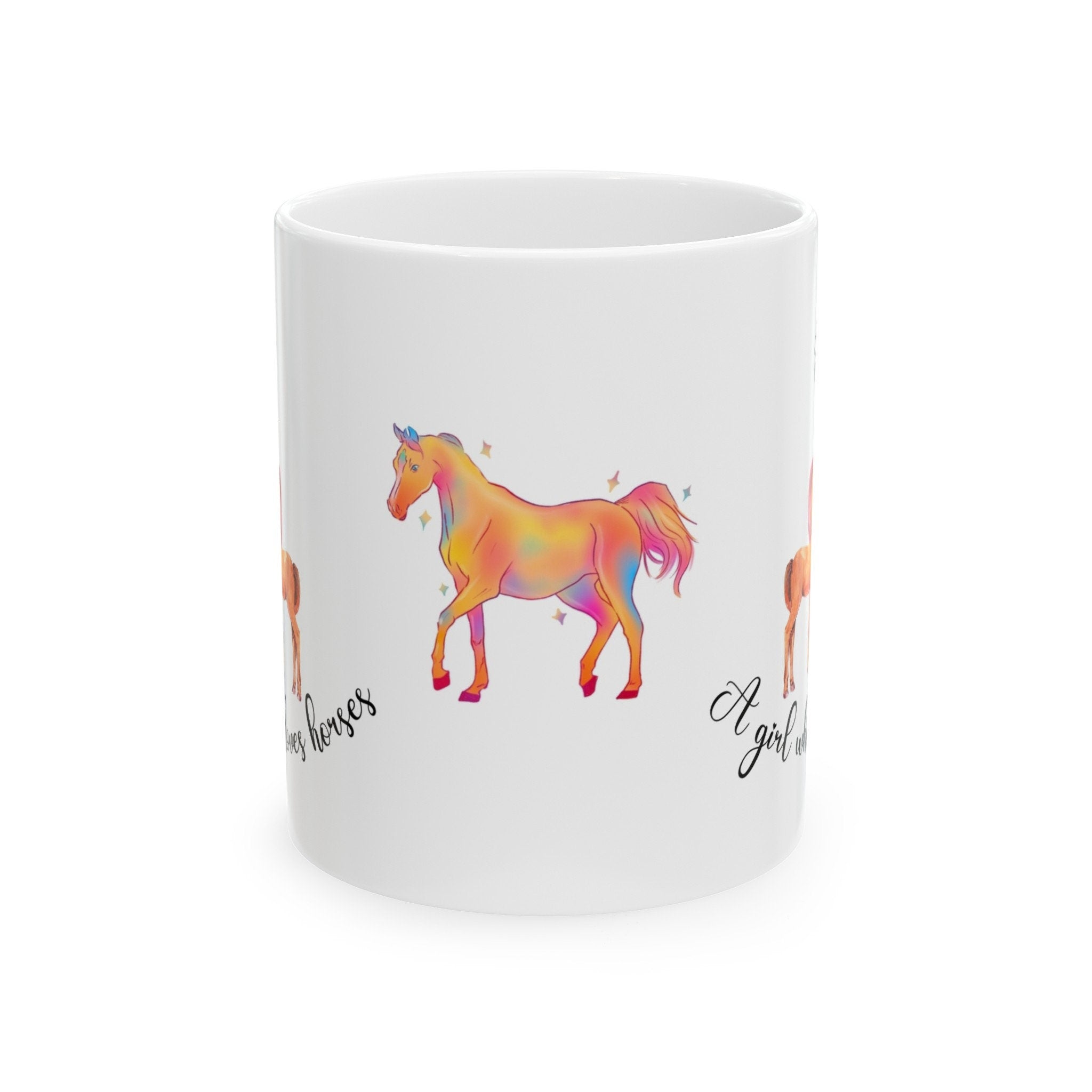 Personalized Horses Ceramic Coffee Mug, Horse Lover Gift