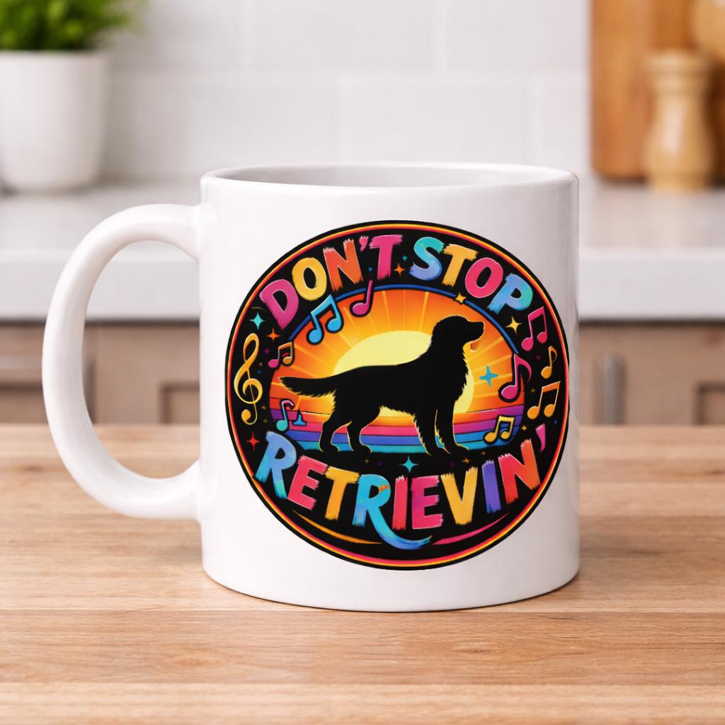 Don't Stop Retrievin' Dog Funny Novelty Music Gift Mug 11oz Ceramic