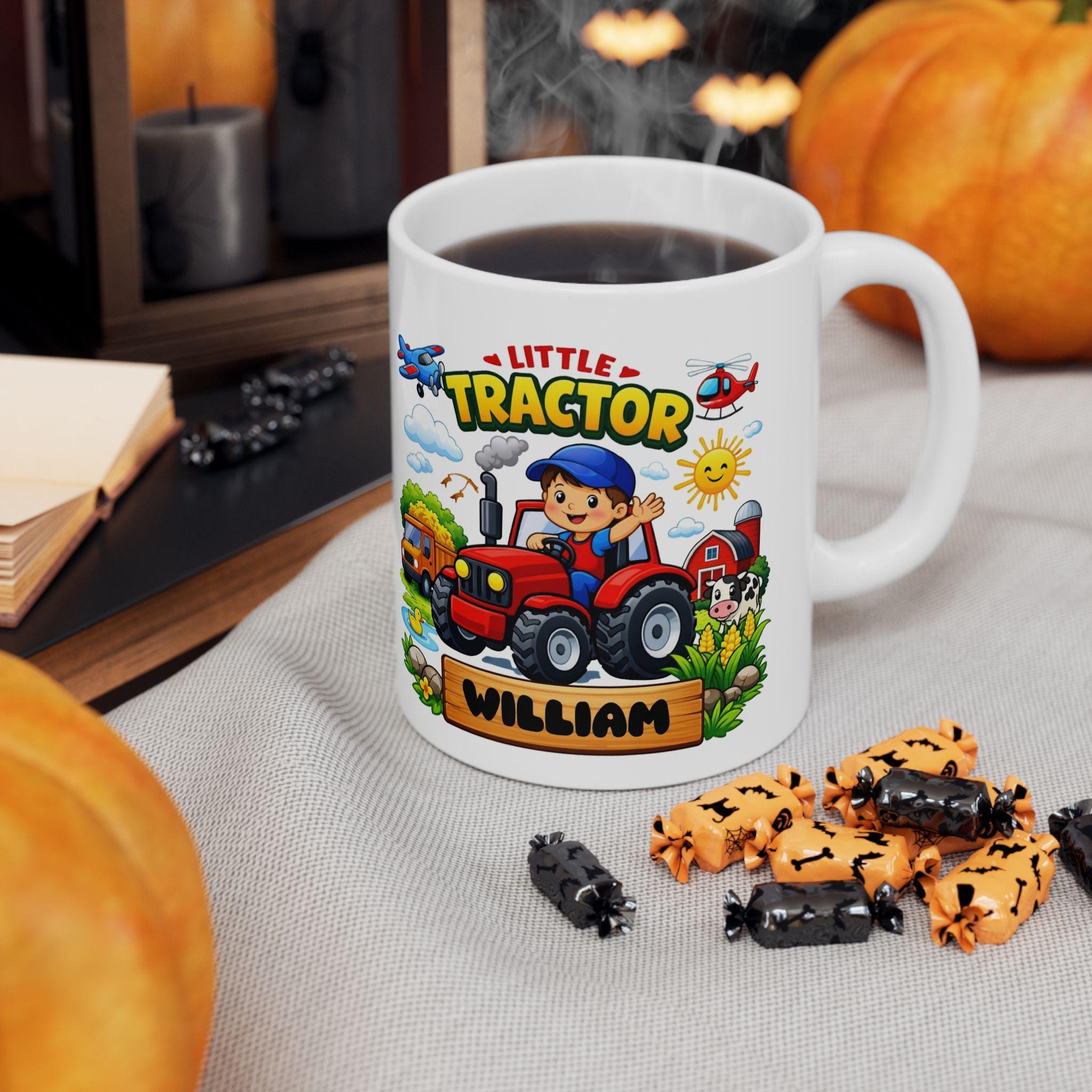 Personalised Little Tractor Children's Mug, 11oz Ceramic