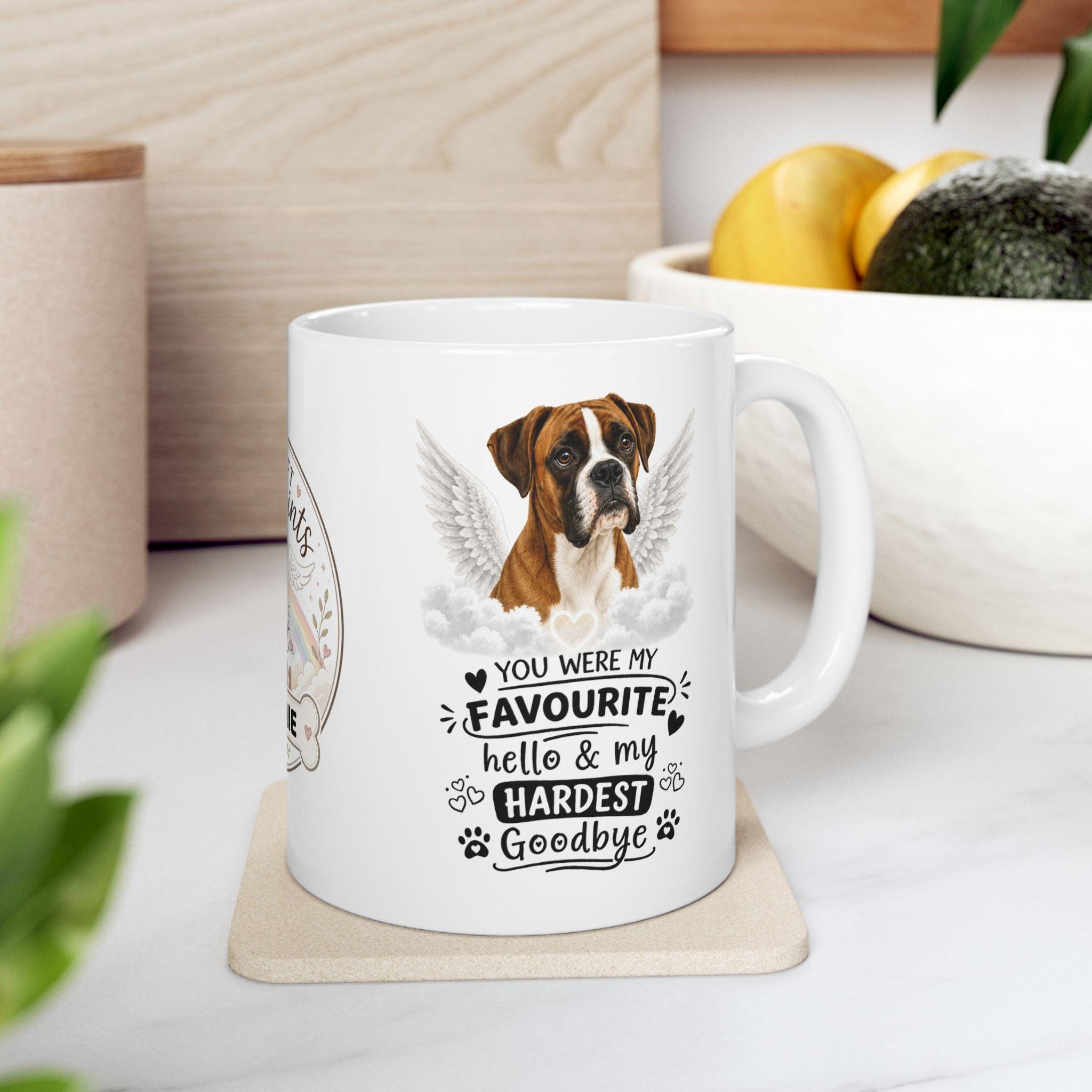 Personalised Boxer Memorial Mug Personalised, Pet Loss Gift, Dog Remembrance Mug, Favourite Hello Hardest Goodbye 11oz