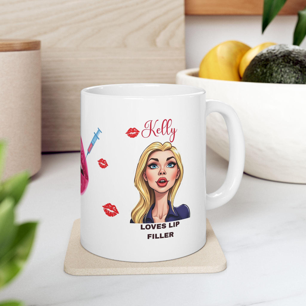 Personalised Loves Lip Filler Mug, Cosmetic Gift
