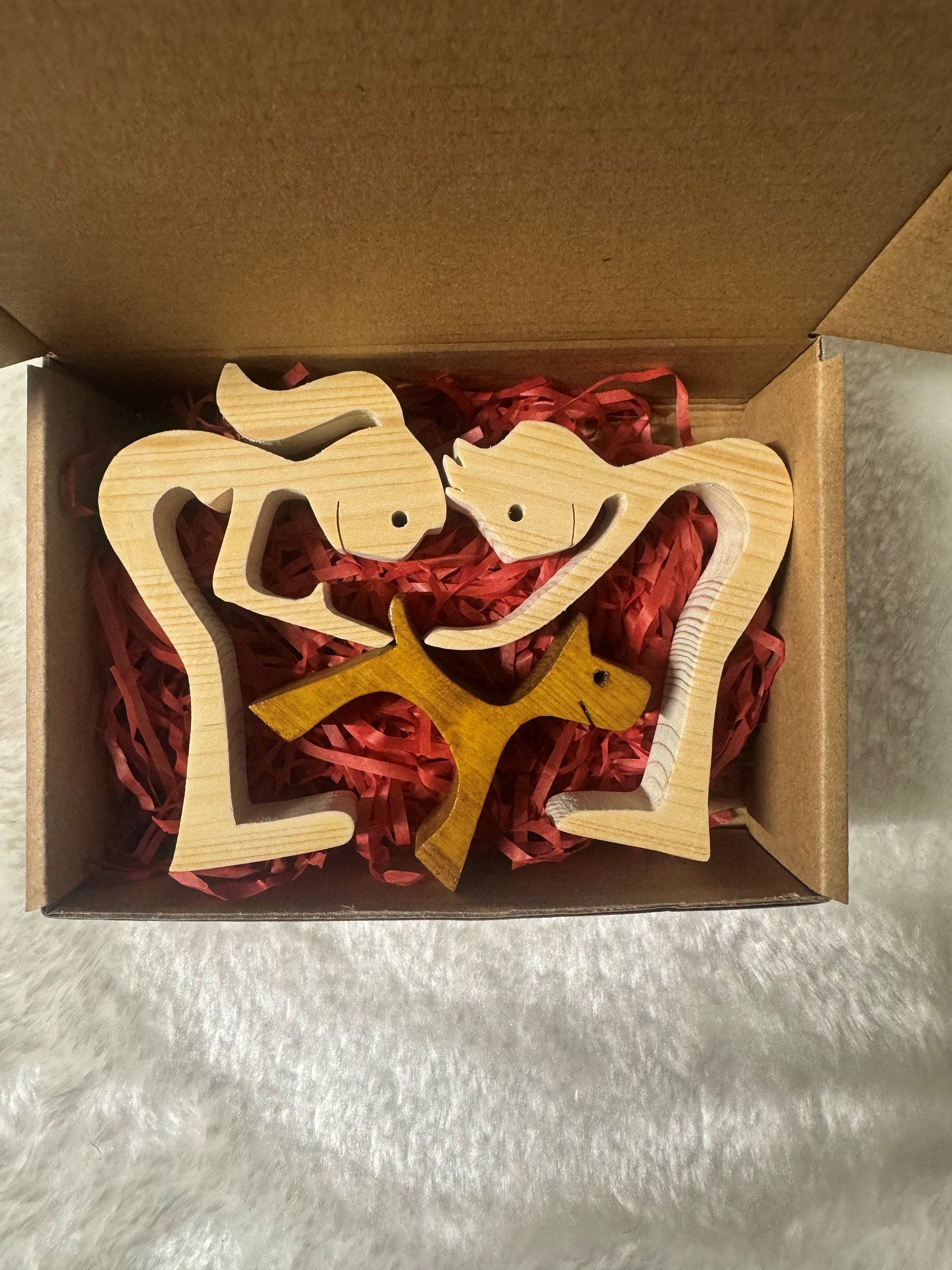 Man woman dog wooden Sculpture, Hand made, Unique, Pine wood, Craftmanship, memorial, Lightweight, Dog lover