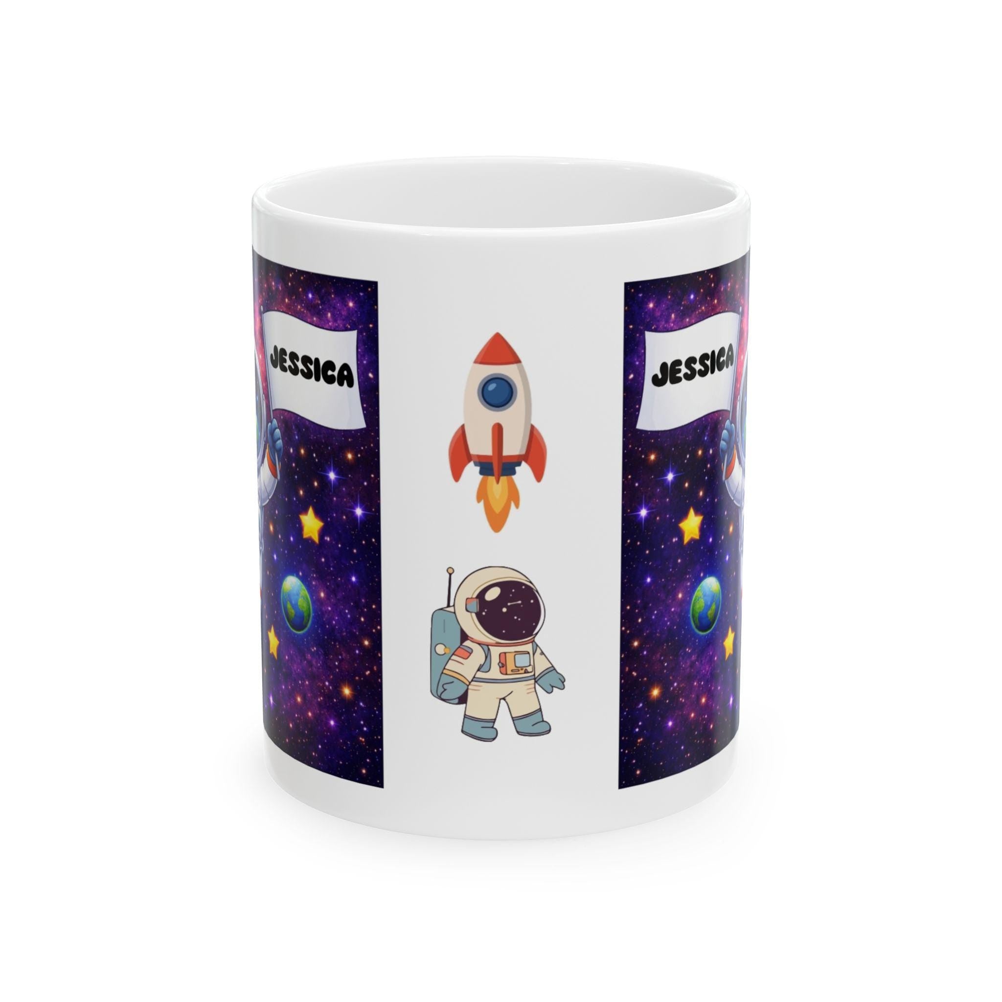 Personalised Children's Astronaut Mug, 11oz Ceramic, Boy, Girl, Colourful, Space