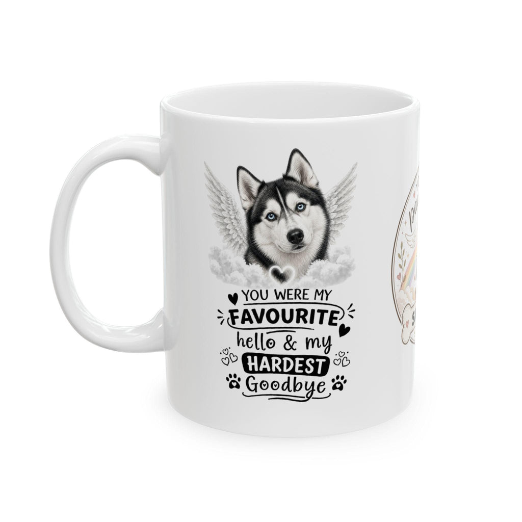 Personalised Husky Memorial Mug Personalised, Pet Loss Gift, Dog Remembrance Mug, Favourite Hello Hardest Goodbye, 11oz Coffee Cup