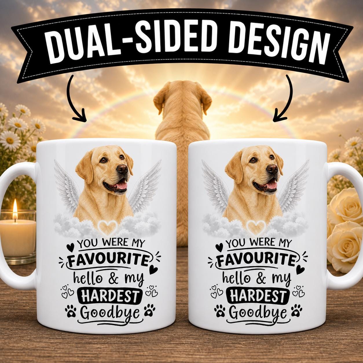 Personalised Labrador Memorial Mug Personalised,  Pet Loss Gift, Dog Remembrance Mug, Favourite Hello Hardest Goodbye 11oz