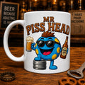 Personalised Mr Piss Head Mug, Funny Beer Lover Gift, Drinker, 11oz Ceramic Coffee Cup