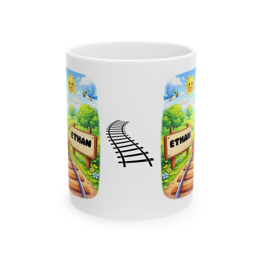 Personalised Children's Train Mug, 11oz Ceramic, Boy, Girl, Colourful