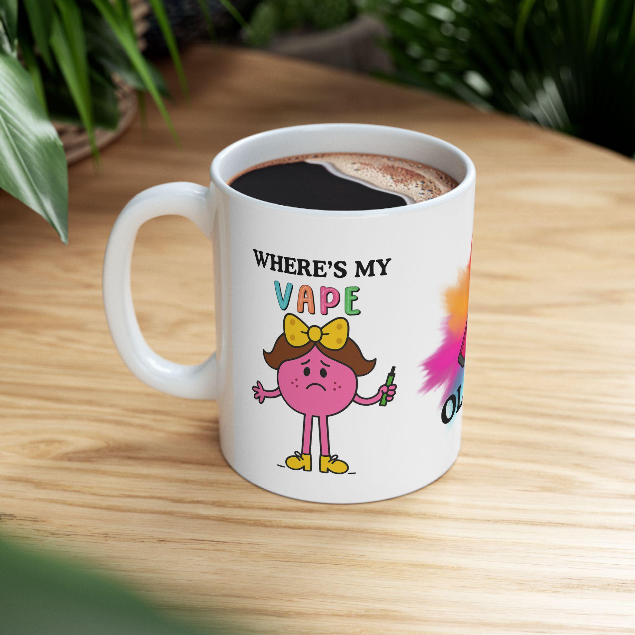 Personalised 'Where's My Vape' Mug, Funny Gift, 11oz Ceramic Coffee Cup Drinkware