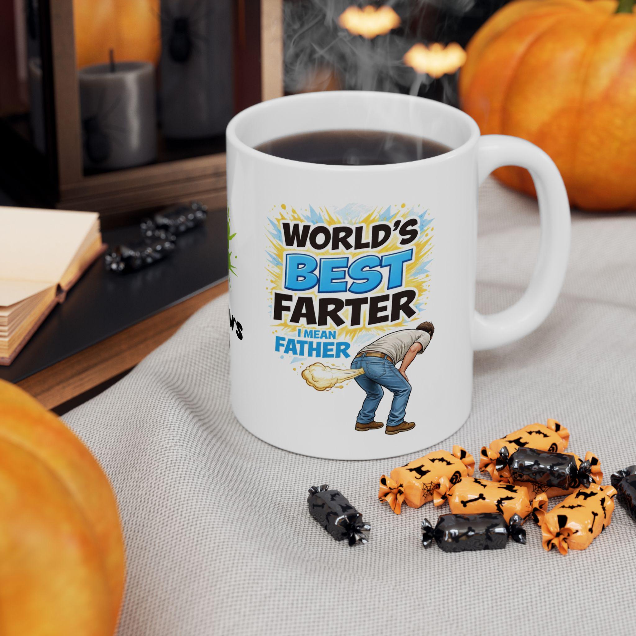 Personalised Father Mug, Funny Farter Dad Gift, Toilet Humor Beverage Cup