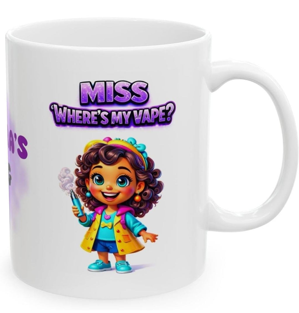 Personalised 'Miss Where's My Vape' Mug, Novelty Gift