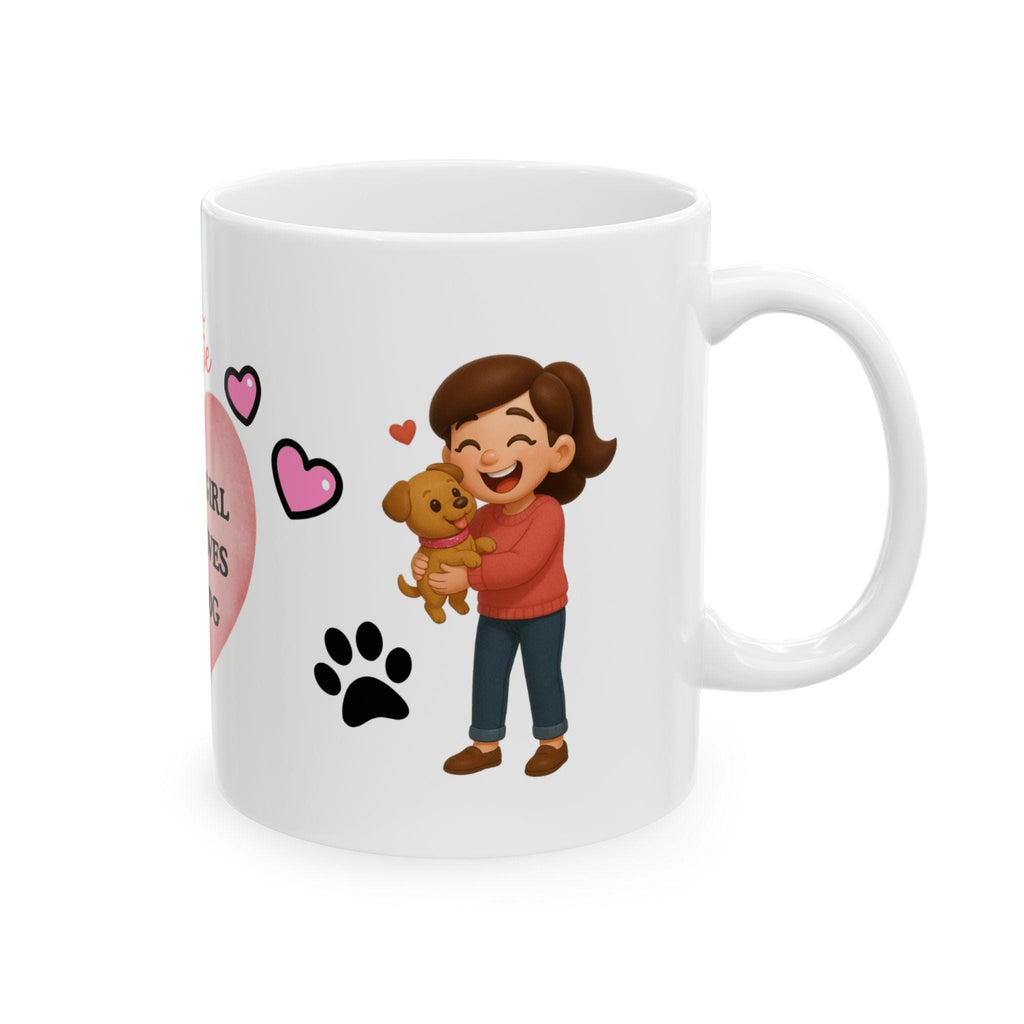 Personalized Dog Lover Mug, Girl and Dog Coffee Cup, 11oz Beverage Gift