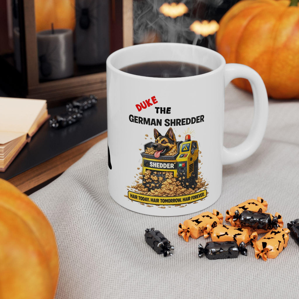 Personalised Funny German Shepherd Shredder Dog Joke Shred Hair 11oz Ceramic Cup
