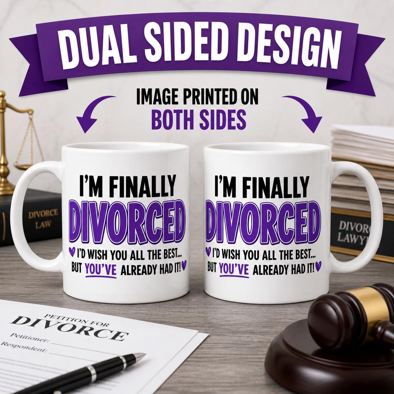 Divorce Mug, Funny, Hilarious, Novelty, Gift, Woman, Jokes, Fun, Cup, Ceramic, Coffee, Separation