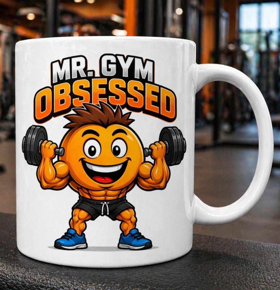 Mr Obsessed With The Gym Funny Mug, Workout, Him, He, Muscles, 11oz Ceramic Cup