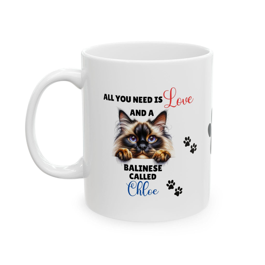 Personalized Balinese Cat Mug, Cute Cat Lover Gift