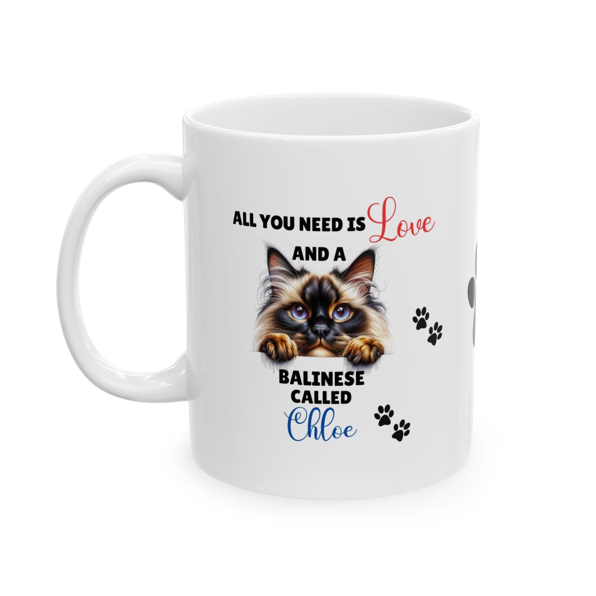 Personalized Balinese Cat Mug, Cute Cat Lover Gift