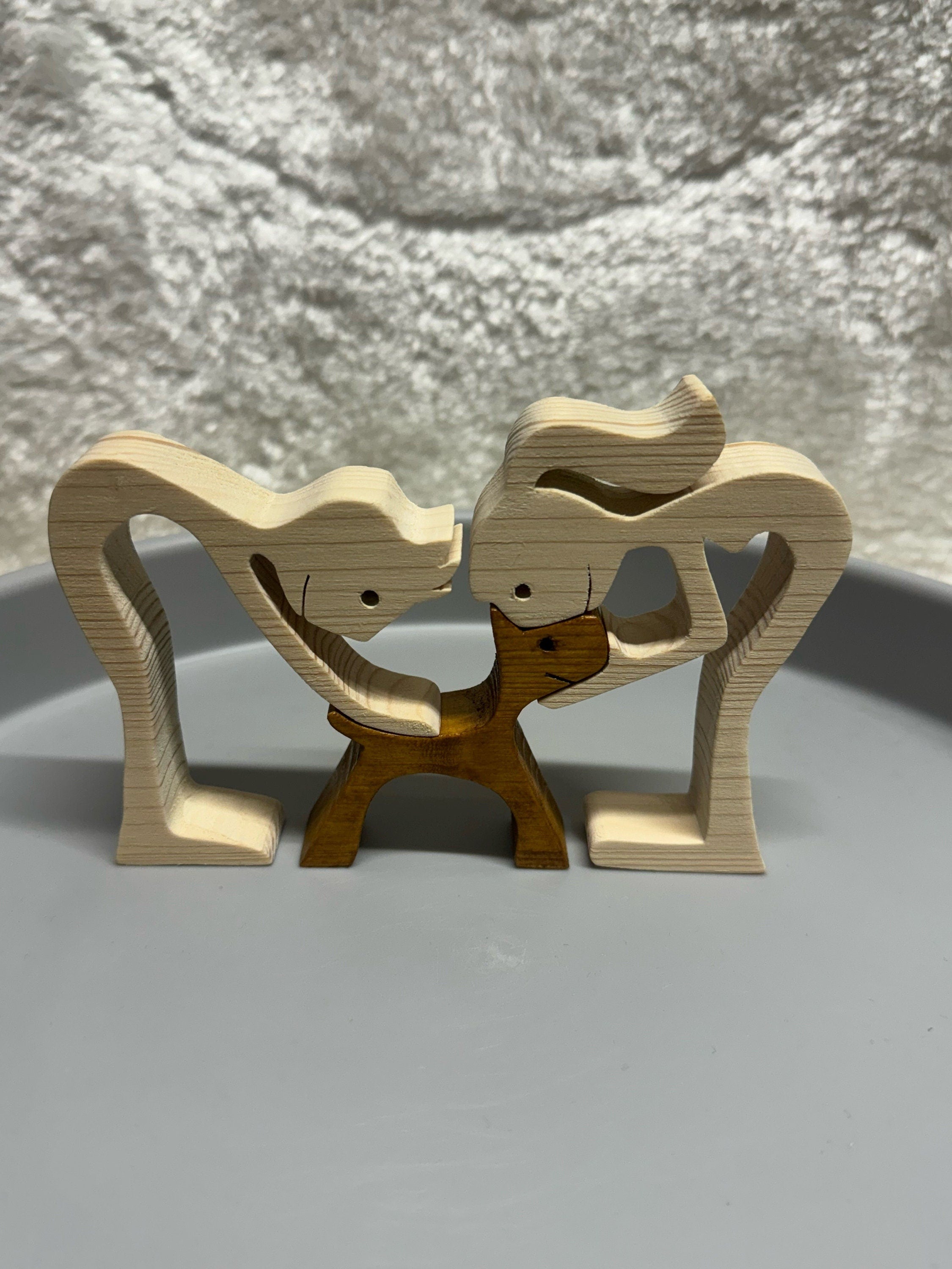 Man woman dog wooden Sculpture, Hand made, Unique, Pine wood, Craftmanship, memorial, Lightweight, Dog lover