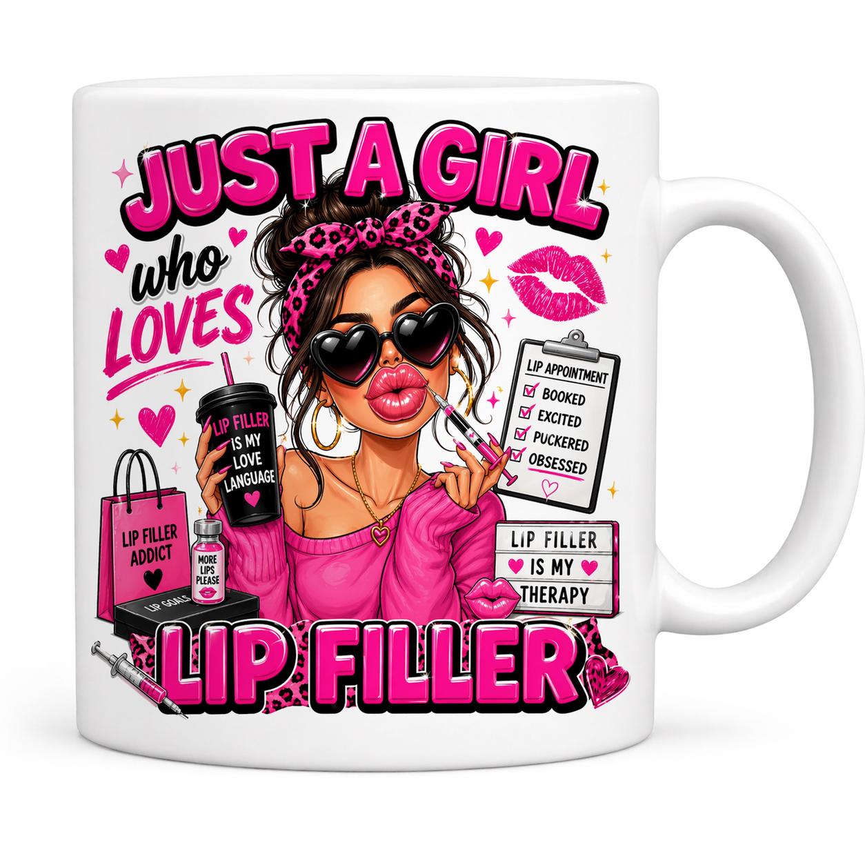 Personalised Lip Filler Mug, Girl Gift