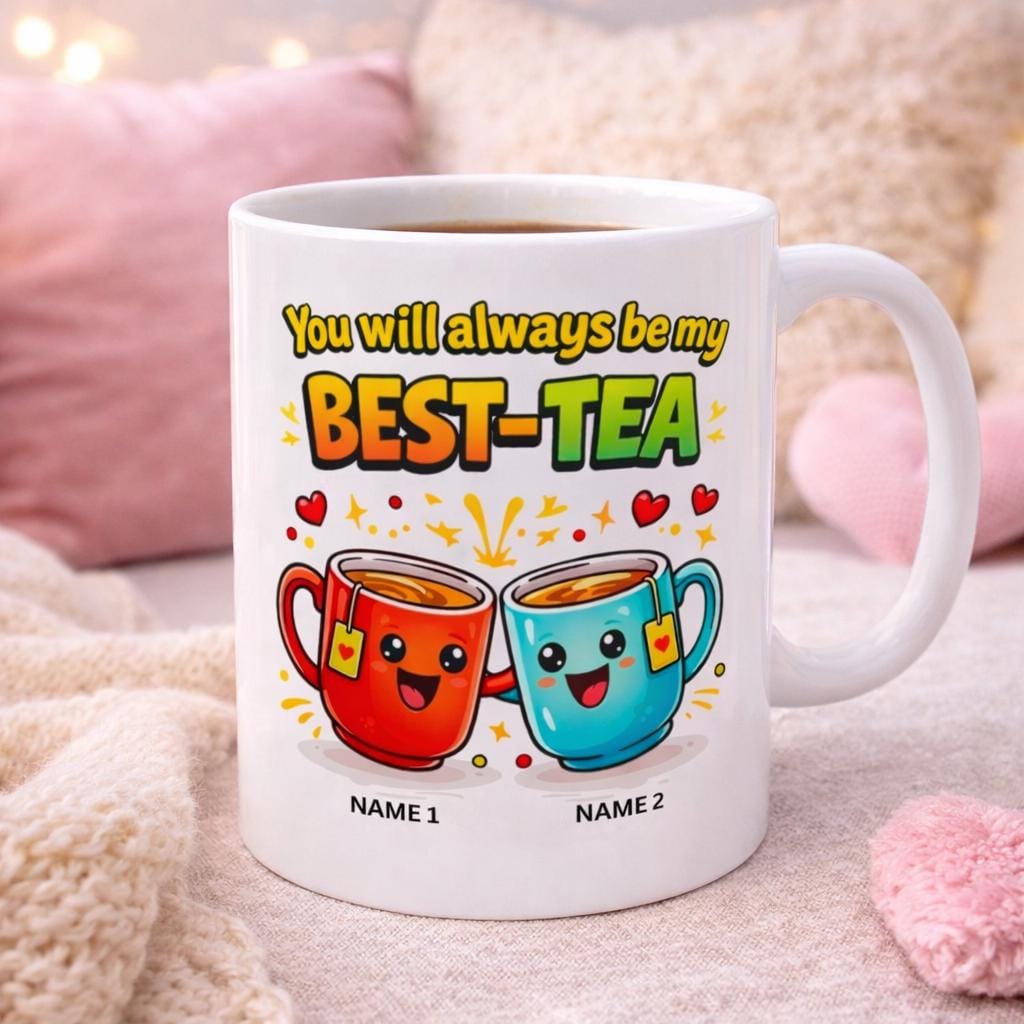 Personalised Bestie Tea Mug: Funny Friendship Gift, Ceramic Coffee Cup, Best Friends, 11oz