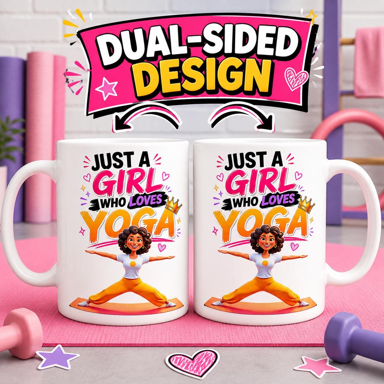 Personalised Just A Girl Who Loves Yoga, stress free, Gymnastics, Fitness Lover, She. her, 11oz Ceramic Cup