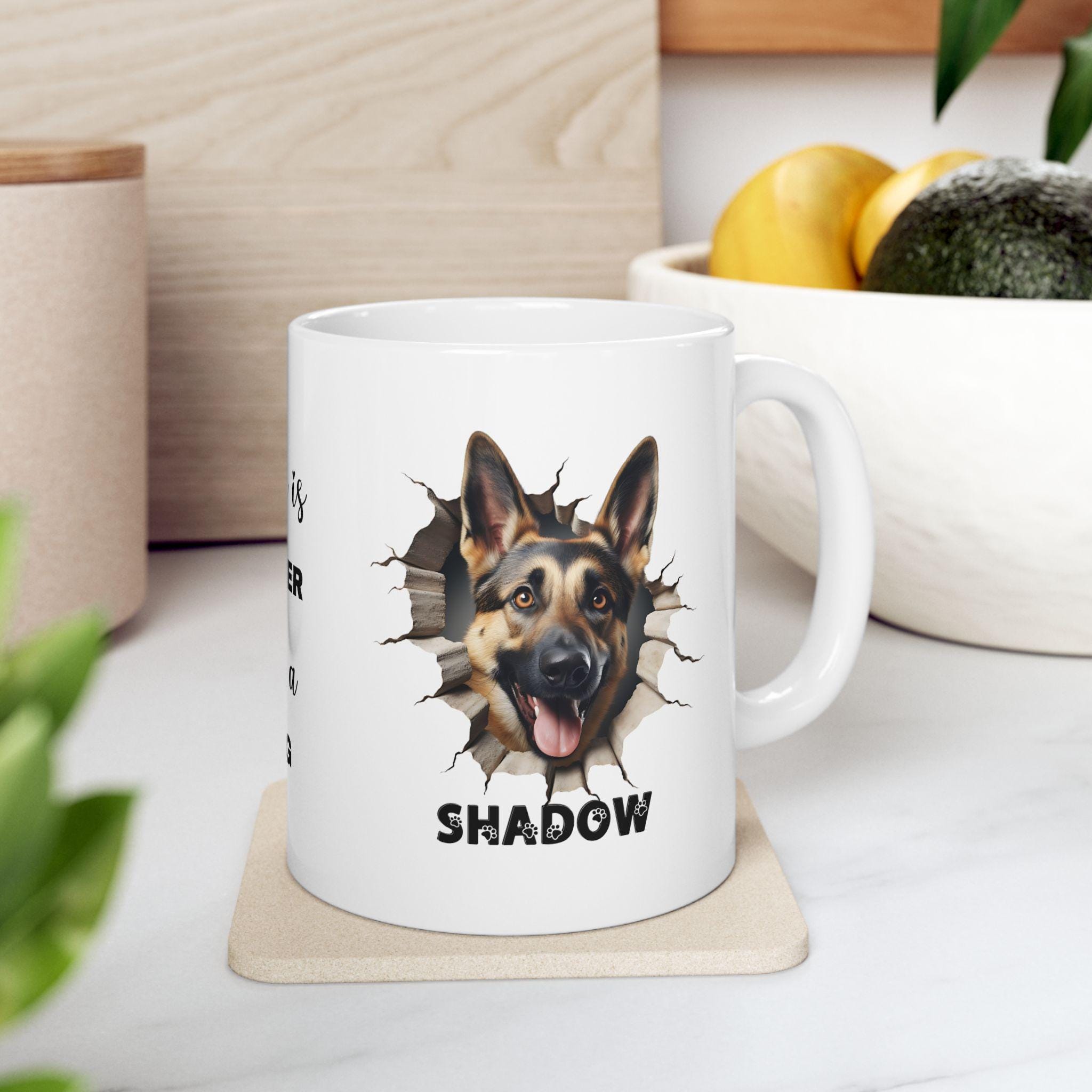 Personalised German Shepherd Mug: 3D Effect Dog Lover Gift